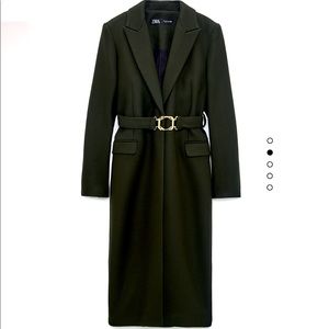 Buckle belted coat.